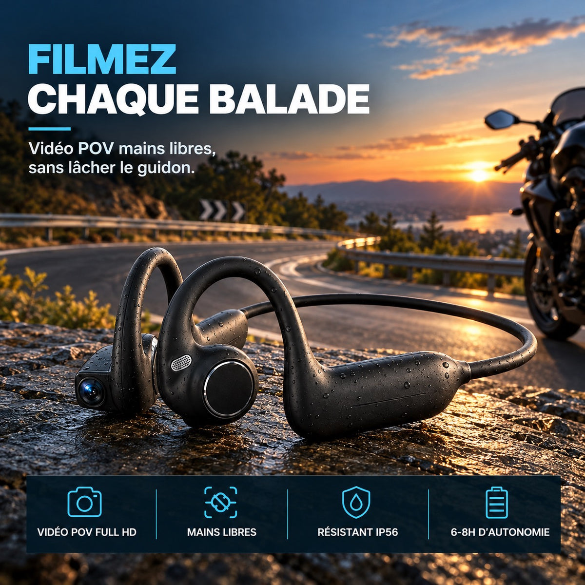 Filmez chaque balade – vidéo POV mains libres, sans lâcher le guidon